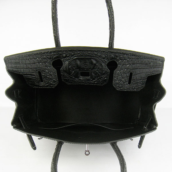 Replica Hermes Birkin 30CM Crocodile Head Veins Bag Black 6088 On Sale - Click Image to Close